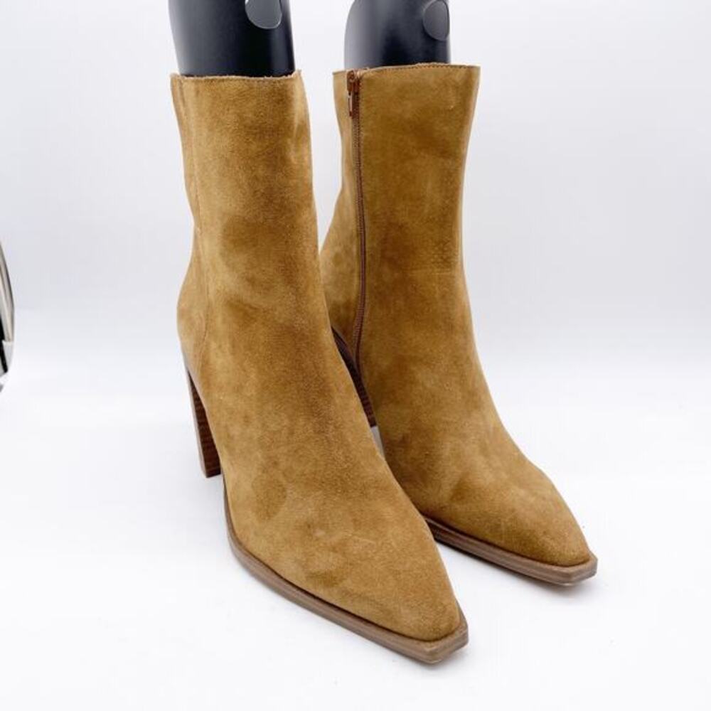 Steve Madden Women's Sparrow Block Heel Bootie Chestnut Suede Size 10M